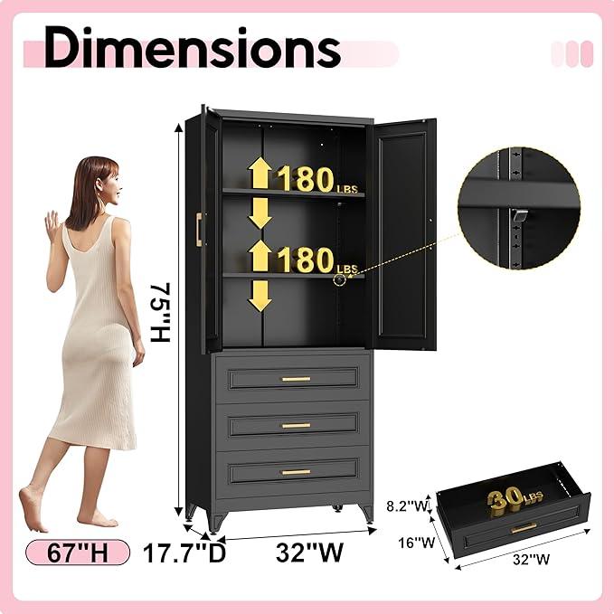 Pantry Kitchen Cabinet with Drawer, 75