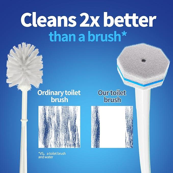 Disposable Toilet Brush Cleaning System, Two Sets of Wands and 60p Refills Pads Replacement Heads, Wall Mounted Toliet Stick Wand Starter Kit Bathroom Maintenance, Toilet Bowl Cleaner Holder