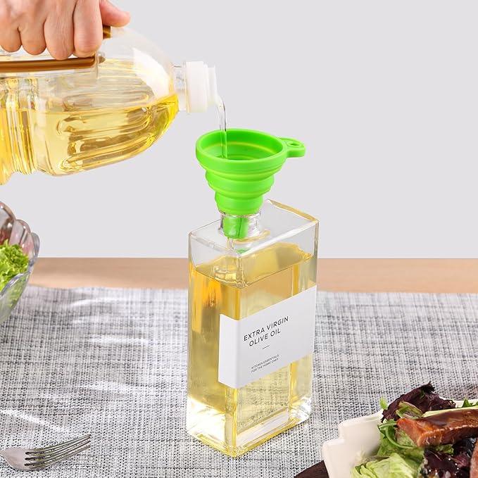 Olive Oil Dispenser Bottle for Kitchen, 3 Pack Glass Oil and Vinegar Dispenser Set, Elegant Book Design, Durable, Leak-Proof, Easy-Pour Spouts, Perfect for Kitchen, Dining Table (17oz)