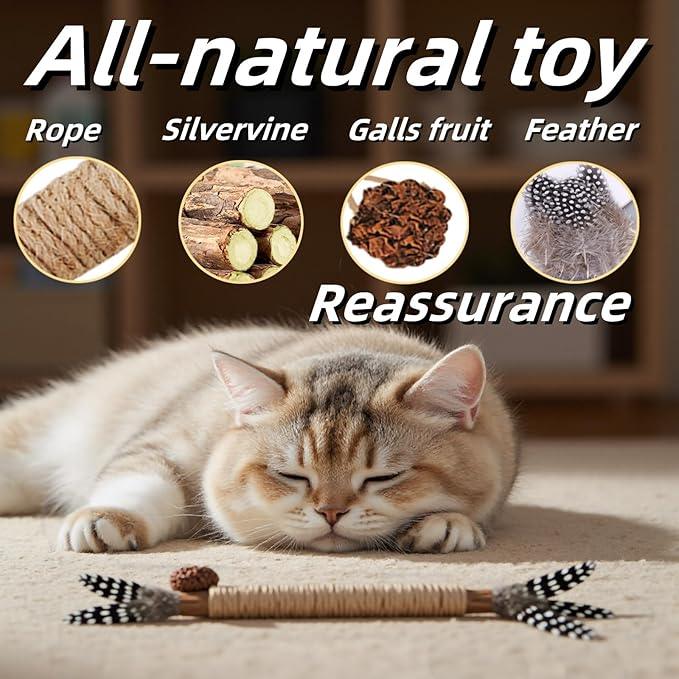 Cat Toys 12PCS Catnip Toy for Indoor Kitten Treat Cats Chew Stick for Dental Cleaning Teeth Kitten Silvervine Rope Kitty Feather Snack for for Kick Molar Scratch Self Play Interactive Boredom