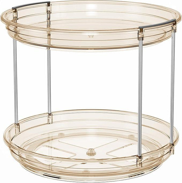 LAMU 2 Tier Lazy Susan Turntable Organizer 9.25'' Rotating Spice Rack Organization for Cabinet, Kitchen, Pantry, Countertop, Bathroom, Vanity, Medicine Cabinet Organizer, Amber