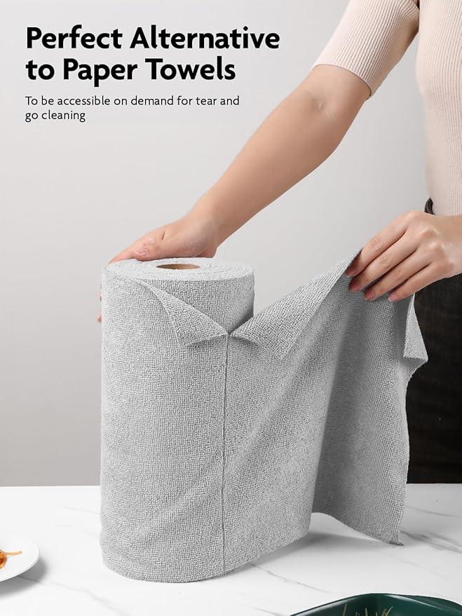 Fantasticlean Microfiber Cleaning Cloth Roll -40 Pack, Tear Away Microfiber Towels, 12