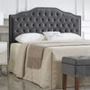 24KF Upholstered Button Tufted Queen/Full Size Headboard with Nailhead Trim, Soft Velvet Fabric - Dark Gray