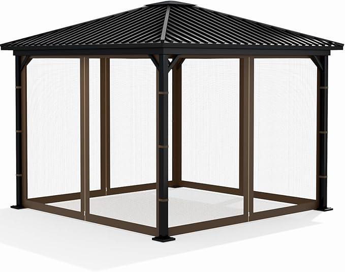 Gazebo Replacement Netting Screen Mosquito Net Screen Walls for 10 x 10 ft Outdoor Gazebo Canopy, 4-Panel with Double Zippers for Outdoor Patio (Only Netting)