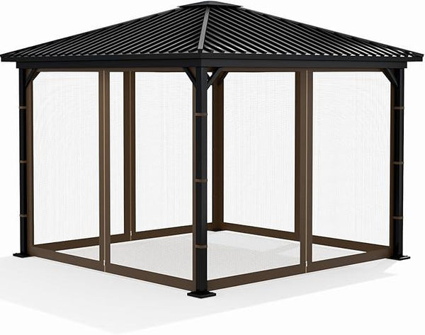 Gazebo Replacement Netting Screen Mosquito Net Screen Walls for 10 x 10 ft Outdoor Gazebo Canopy, 4-Panel with Double Zippers for Outdoor Patio (Only Netting)