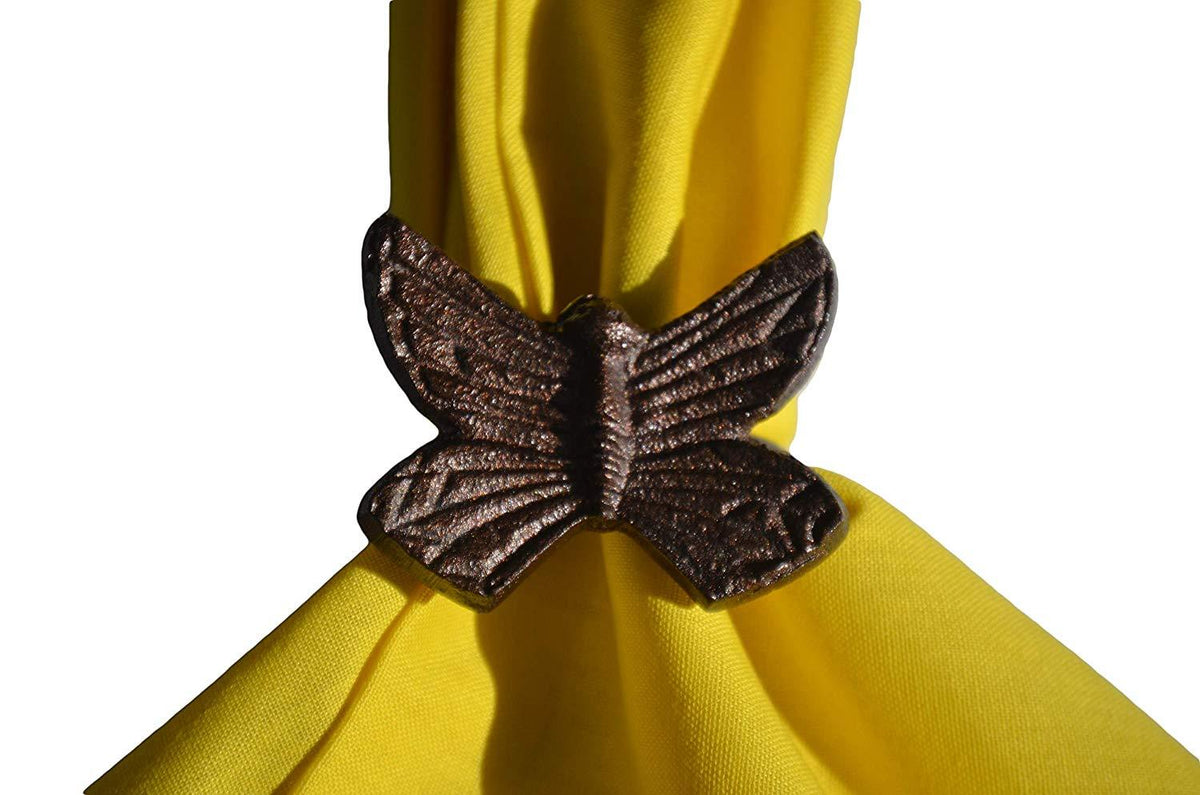 Vibhsa Colorful Butterfly Napkin Rings | Set of 6, Mixed Colors, Handcrafted Aluminum