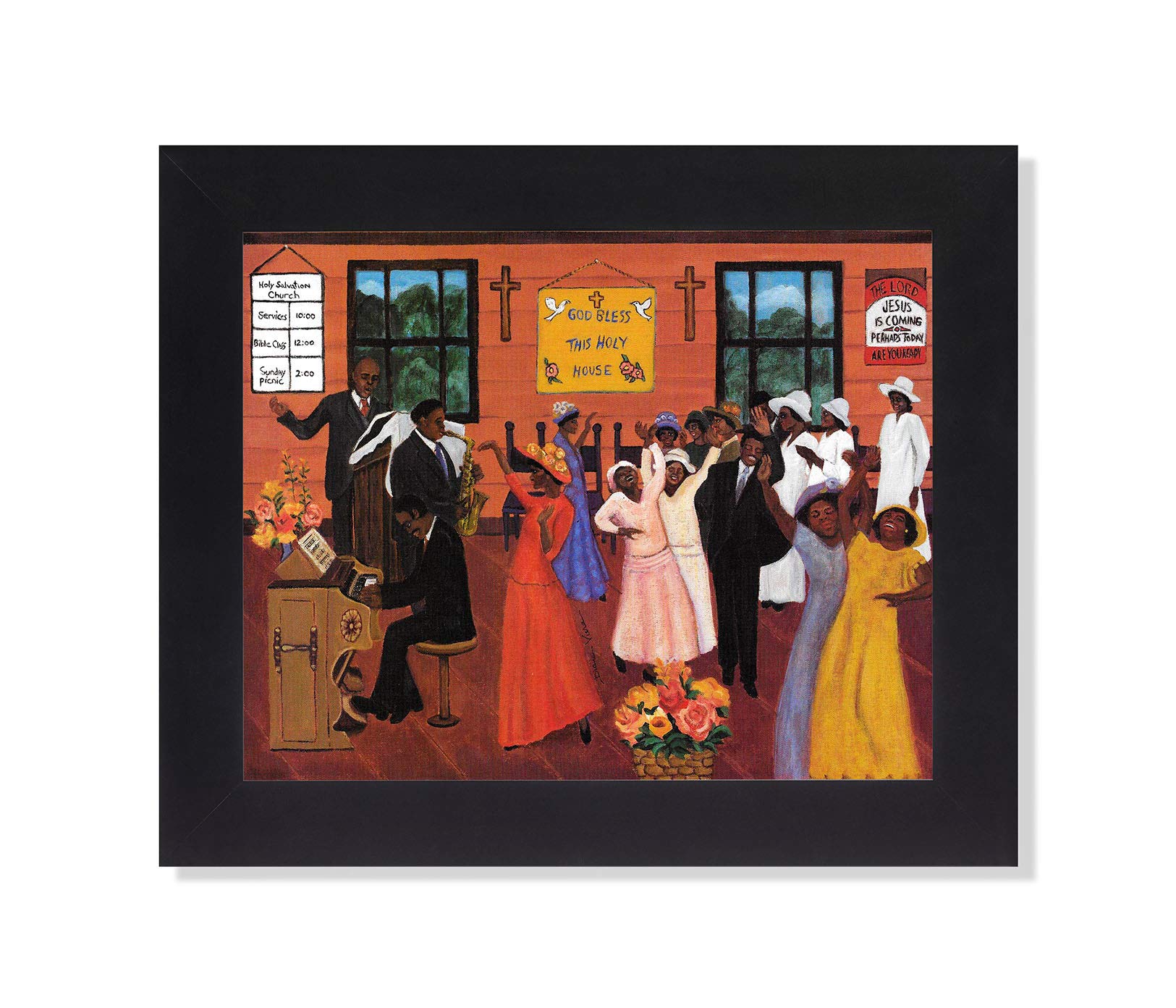 Black Framed Art Print – African American Church Wall Decor 8x10 Music Dancing