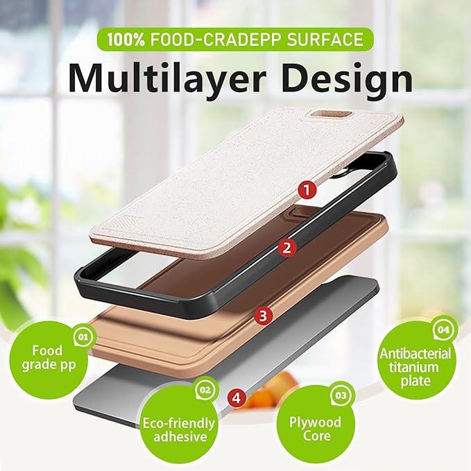 FIRE HIVE Pure Titanium & Platycodon Cutting Board - Double-Sided Large Kitchen Board, 16x11 Inch, Multi-Functional & Safe Cleaning Surface