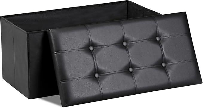 SUPER DEAL 30 inches Folding Ottoman with Storage, Bedroom Footrest Bench, Rectangle Sotrage Chest for Living Room Entryway, 30