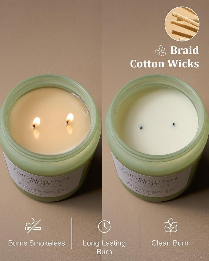 M&SENSE Eucalyptus & Mint Candles for Home Scented, 19.4oz 110 Hours Burn Soy Aromatherapy Candle Gift for Stress Relief, Meditation, Yoga, Relaxing SPA, Natural Soy Wax for Men and Women