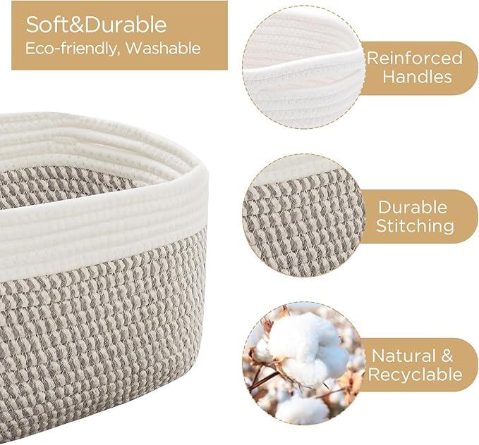 Small Cotton Rope Storage Basket Set of 3-11
