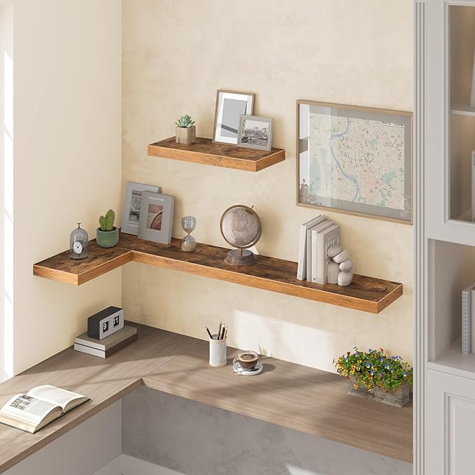 HOOBRO Floating Shelves for Wall, Wall Mounted Shelf Set of 2, 55