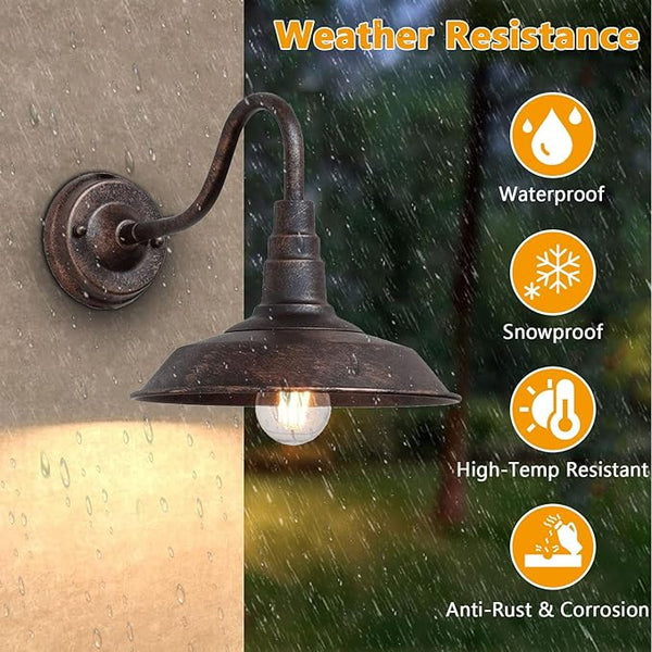2-Pack Outdoor Gooseneck Barn Light 10
