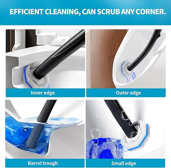 Disposable Toilet Brush with 50 Wand Cleaner Refills Pads，Wall Mounted Toilet Bowl Holder Set，Toilet Cleaning System Starter Kit，Bathroom Cleaning System for Sink Bathtub Wash Basin