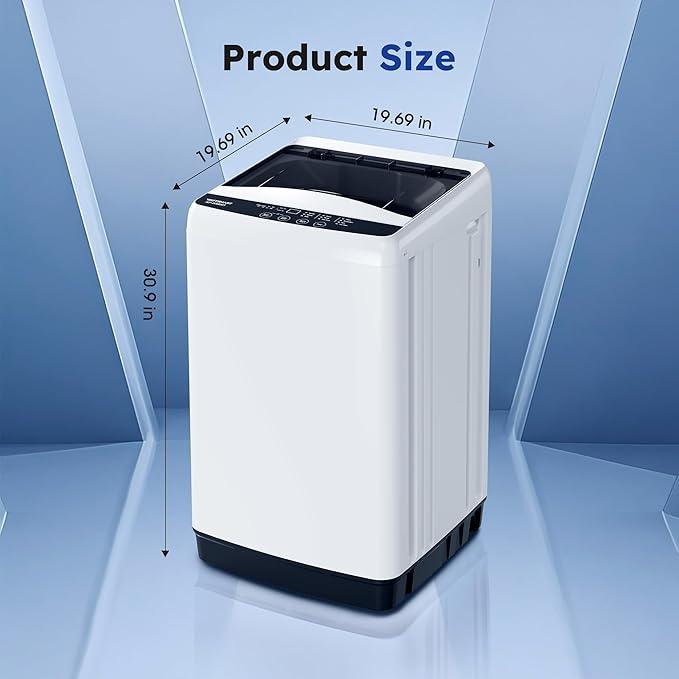 1.0 Cu.ft Portable Washing Machine for Home & Apartment, Full-Automatic Clothes Washer with 6 Water Level & 10 Wash Cycles, Drain Hose Included, White