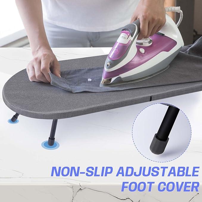 Tabletop Ironing Board with Iron Rest, Metal Mesh Panel Mini Ironing Board with Heat Resistant Cover, Portable Small Iron Board Foldable for Dorms, Apartment and Travel, 32