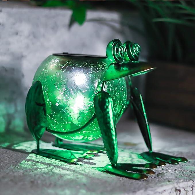 Solar Garden Lantern Waterproof LED Frog Solar Lights Outdoor Decorative Tabletop Lanterns Lamp for Yard Patio Table Decoration