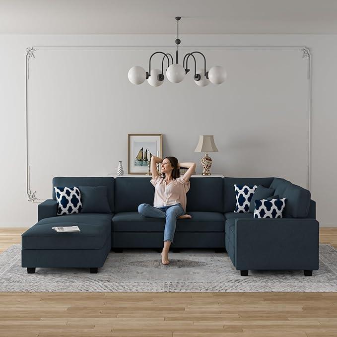 L Lengend Vansen Modular Sectional Sofa U Shaped Couch with Ottoman Modern Reversible Corner Sectional Couch for Living Room (Charcoal, U Shaped Sofa-3)