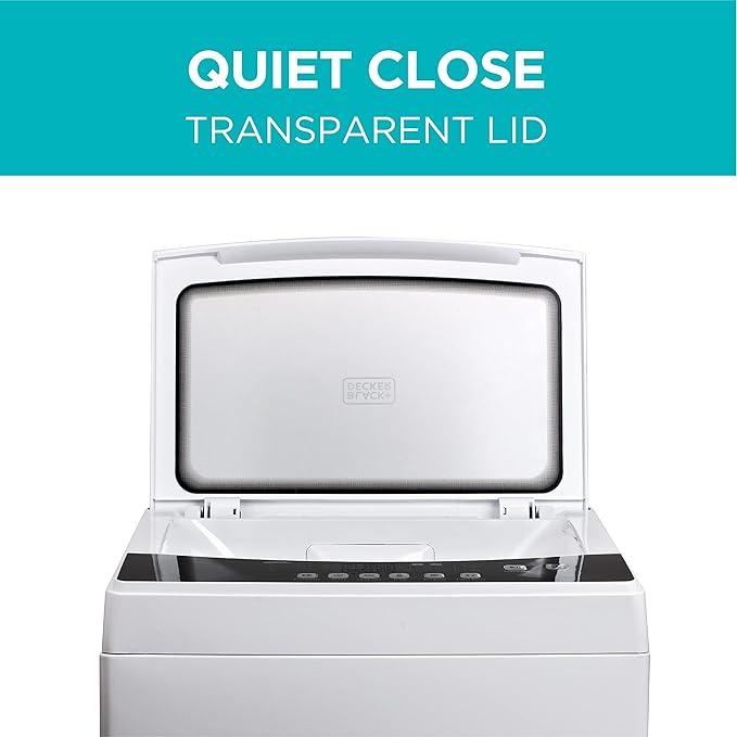 BLACK+DECKER 3.0 Cu. Ft. Portable Washer, 26.5 lb. Capacity Washing Machine, 6 Cycles, Quick Connect Sink Adapter and Drain Hose Included, Transparent Lid & LED Display, BPW30MW, White