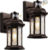VIANIS Outdoor Light Fixture with Motion Sensor, 2 Packs Oil Rubbed Bronze Dusk to Dawn Exterior Garage Wall Sconce Lighting, 100% Aluminum Outside Porch Lights for House with Tempered Ripple Glass