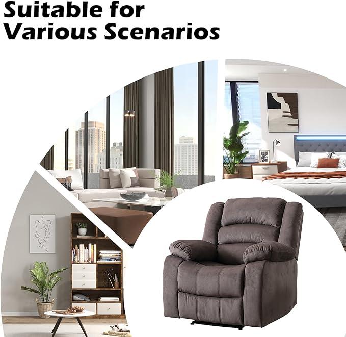 EBELLO Classic Power Recliner Chair, Oversized Electric Reclining Chair with Overstuffed Cushion and Back, Soft Fabric Adults Single Recliner Sofa for Living Room, Set of 2 Brown