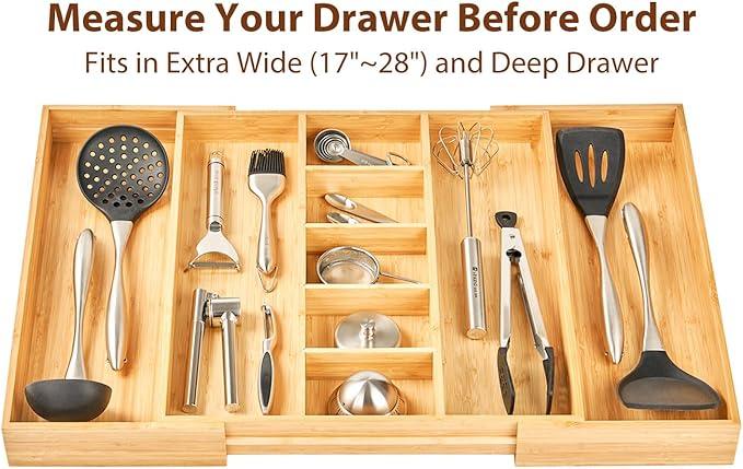 Umilife Extra Large Expandable Kitchen Drawer Organizer for Utensil and Junk, 19