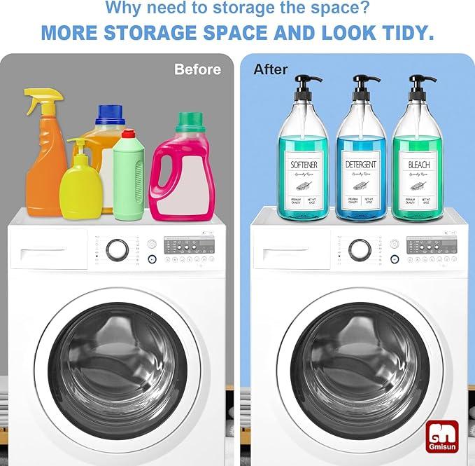 GMISUN Laundry Detergent Soap Dispenser, Liquid Laundry Detergent Dispenser, Container for Farmhouse Laundry Room Decor, Organizer for Liquid DetergentSoftenerBleach Storage Bottle(67 Oz Set of 3)