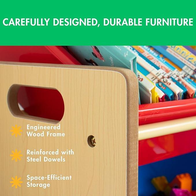 Humble Crew, Natural/Primary Kids' Toy Storage Organizer with 12 Plastic Bins, 34*35*15.5inch