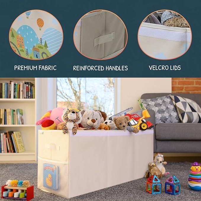 Extra Large Toy Storage Organizer with Lid - Sturdy, Collapsible Toy Chest Storage Box Design - Toys Bin with Dividers for Kids, Nursery, Bedroom, Playroom 37