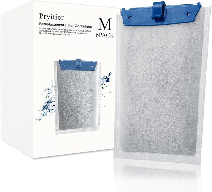 6 Pack Filter Cartridge Compatible with Whisper Bio-Bag Filters 10i/IQ10/PF10, Medium Replacement Filter Cartridges for Aquariums Compatible with ReptoFilte 20 gallons (90 GPH)