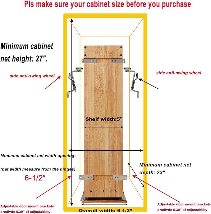 DINDON Pull Out Spice Rack Organizer for Cabinet, (5