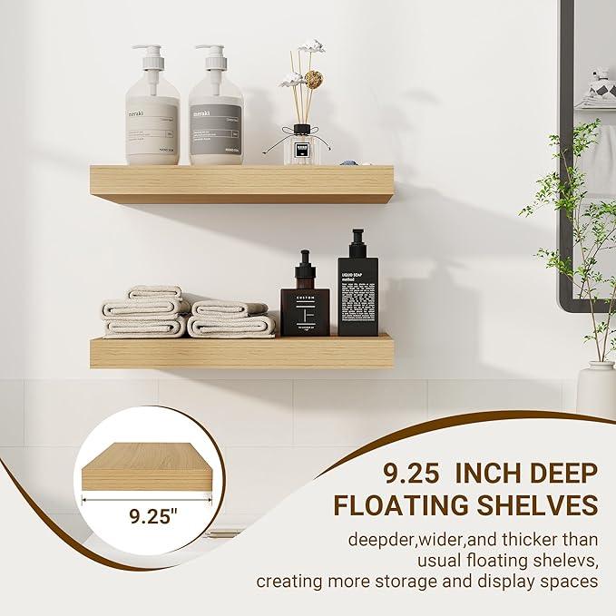 16 Inch Floating Shelves, 3D Textured Wood Grain, 16