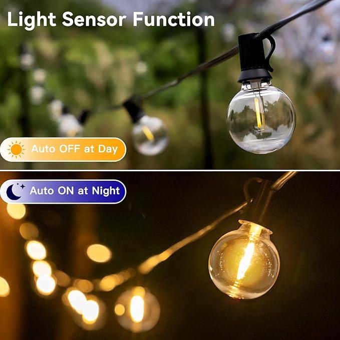 Outdoor Lights with Remote Dimmer, 50 + 3 Spare G40 LED Bulbs Plug in Connectable Patio Light, Waterproof Hanging Lights for Backyard Indoor Camping Balcony Yard Deck Decor (100 FT)