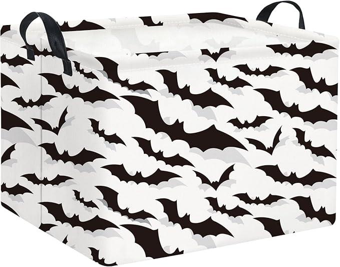 HIYAGON Rectangular Batman Basket Kids Storage Basket Kids Baby Nursery Basket for Boys Bat Room Decor Cute Toy Storage Organizer Bins Bedroom(Bats)