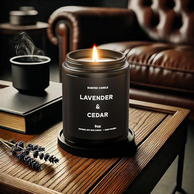 Scented Candles, 9oz×4 Scented Candles for Men, Soy Candle Gifts for Men, Personalized Blessing Minimalist Men's Candle