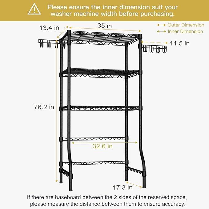 Ulif U8 Laundry Room Storage Organizer, Over The Washer and Dryer Storage Shelves for Laundry Organization, 35