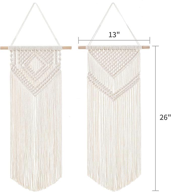 Dahey 2 Pcs Macrame Wall Hanging Woven Tapestry Wall Art Decor - Beautiful for Boho Home Decor, Apartment, Nursery, Party Decorations, 26