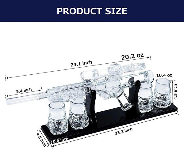 Blaster Force Gun Whiskey & Wine Decanter Set Glasses - Energized Particle Weaponry Elegant Decanter 24