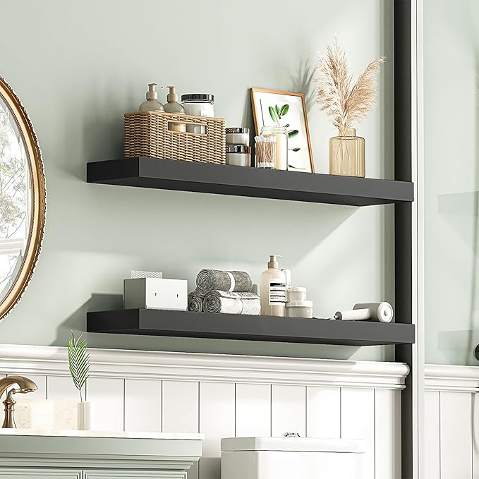 HOOBRO Floating Shelves for Wall, Wall Mounted Shelf Set of 2, 31.5