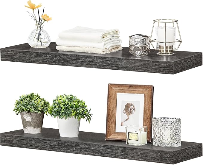 HOOBRO Floating Shelves for Wall, Wall Mounted Shelf Set of 2, 23.6