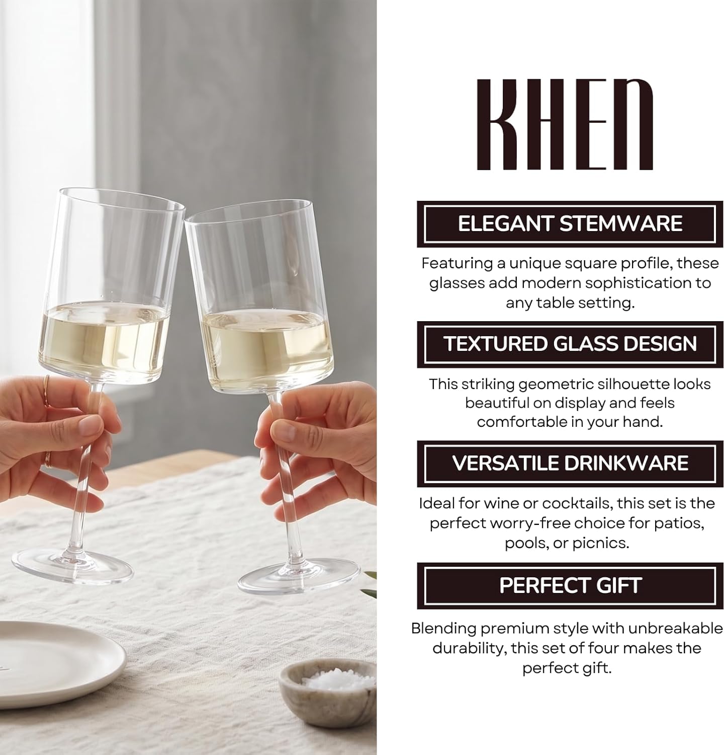 Barcelona Acrylic Stemmed Wine Glassware, Set of 4