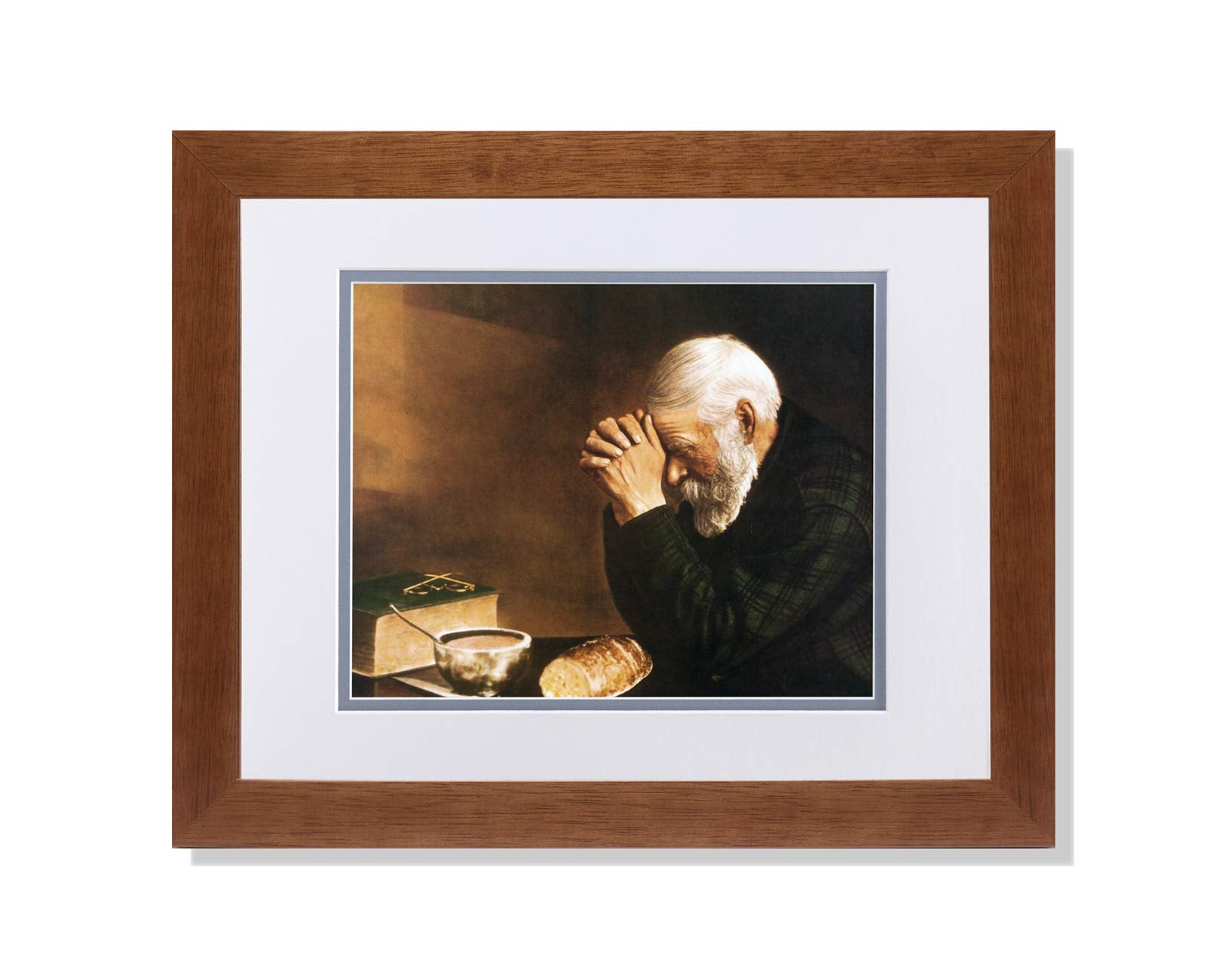 Framed Religious Art – Daily Bread Print With Honey Wood Frame & Double Mat