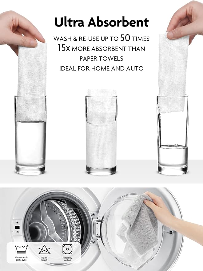 Fantasticlean Microfiber Cleaning Cloth Roll -90 Pack, Tear Away Microfiber Towels, 12