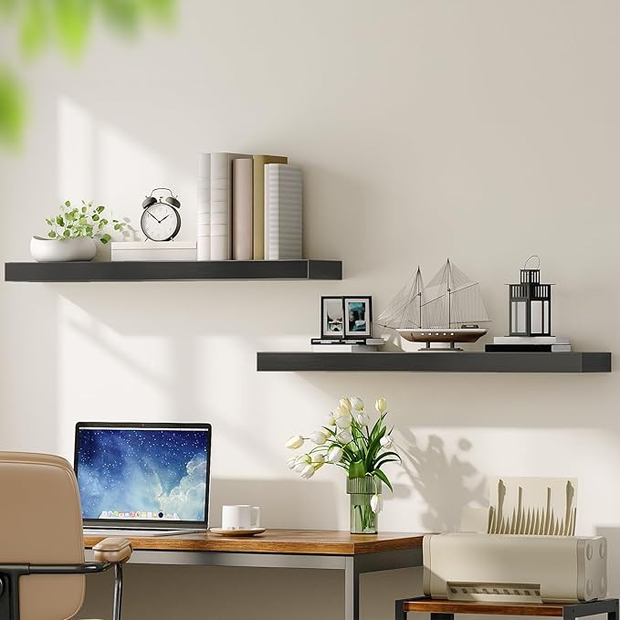 HOOBRO Floating Shelves for Wall, Wall Mounted Shelf Set of 2, 31.5