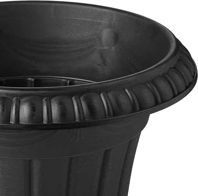 PL10BK Classic Traditional Plastic Urn Planter Indoor/Outdoor, 15