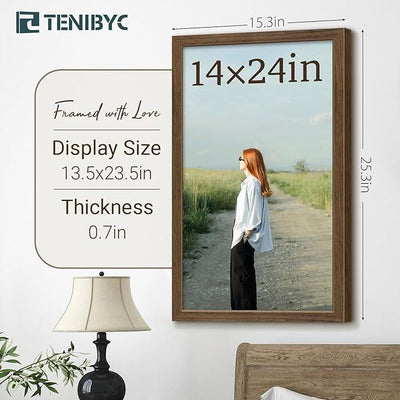14x24 Picture Frame 3 Pack - Brown Woodgrain, Wood Poster Frame, Gallery Poster Frame - Wall Hanging