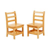 ECR4Kids Three Rung Ladderback Chair with Storage, 12in Seat Height, Classroom Seating, Honey, 2-Pack