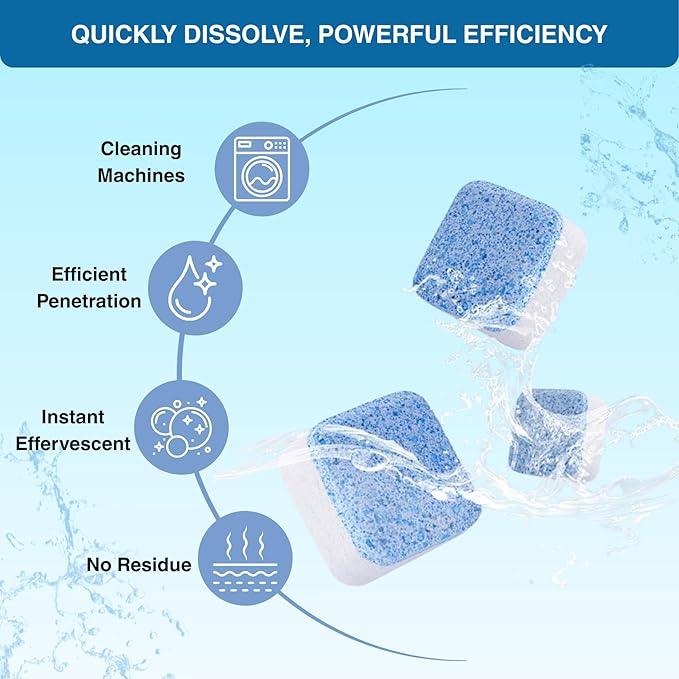 Washing Machine Cleaner, Septic Safe Washer Descaler Tablets for Removing Pet Hair, Odors, Residue, Suitable for HE Front Loader, Top Load, 1 Year Supply, 24 Pack (For Pet Owner)