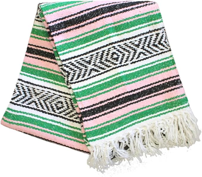 Del Mex Classic Mexican Blanket, Large Authentic Woven Falsa Throw (70