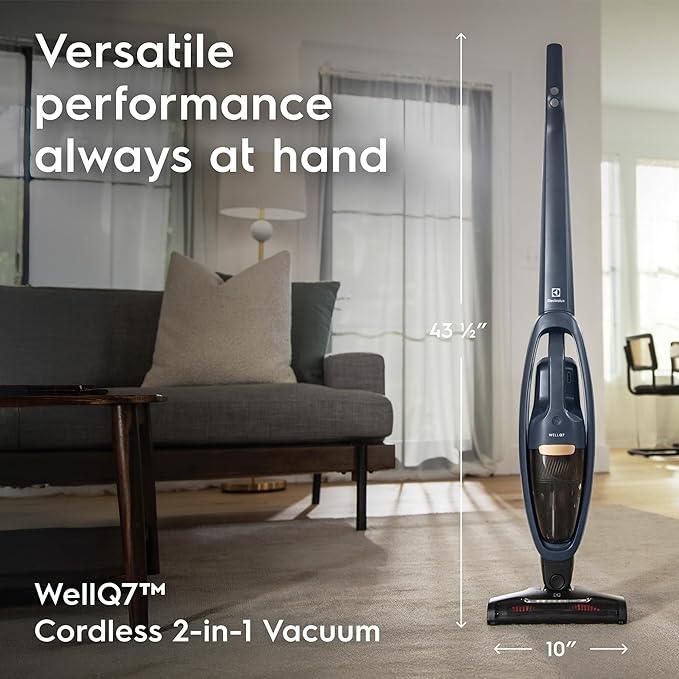Electrolux WellQ7 Cordless 2-in-1 Vacuum with High Suction Power and 5-Step Filtration System, 50-Minute Run Time, 2 Power Modes, Denim Blue